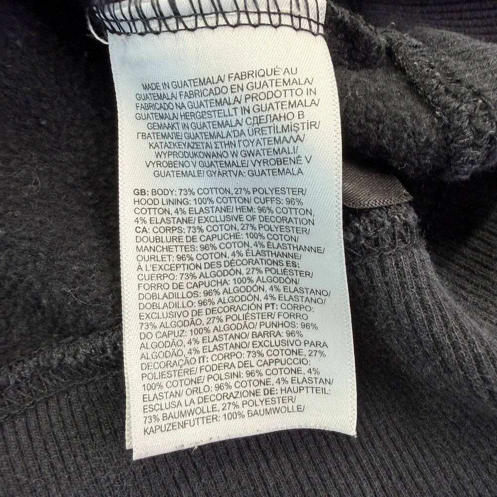 The North Face Hoodie Mens Medium Black Fleece Pullover Big Logo Kangaroo Pocket